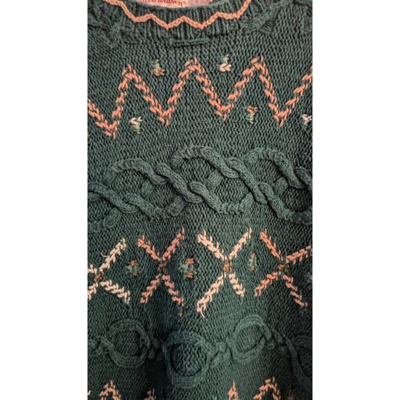 Vintage Lauren Hansen Knitted by Hand Green Sweater Dress, Medium, Boho, Artsy - Picture 5 of 9